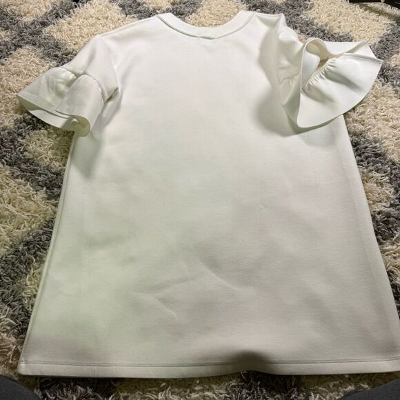 HALOGEN Women’s White Ruffle Short Sleeve Shirt Size Medium - Picture 7 of 7
